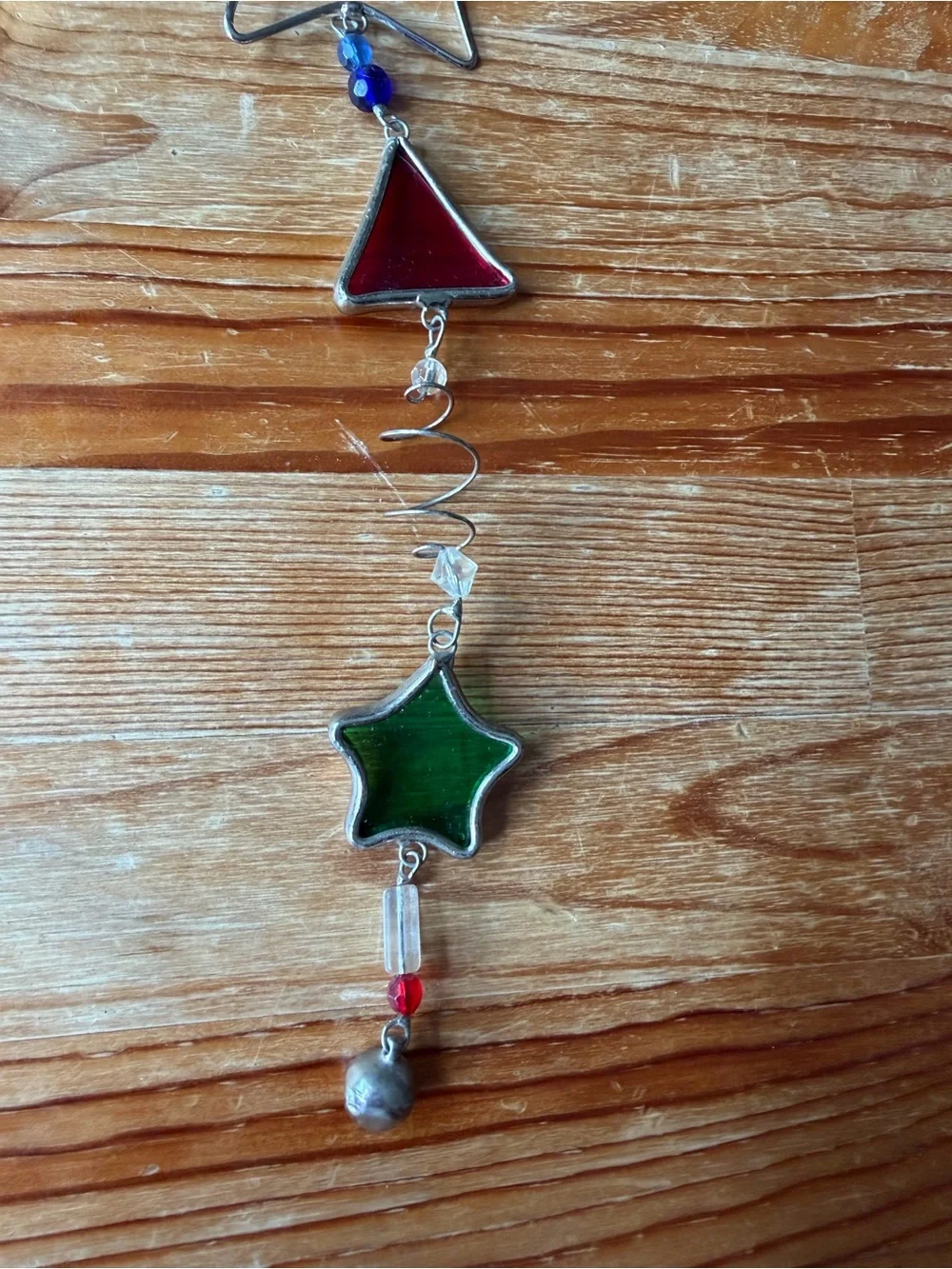 Vintage Stained Glass Beaded Hanging Star Wind Chime